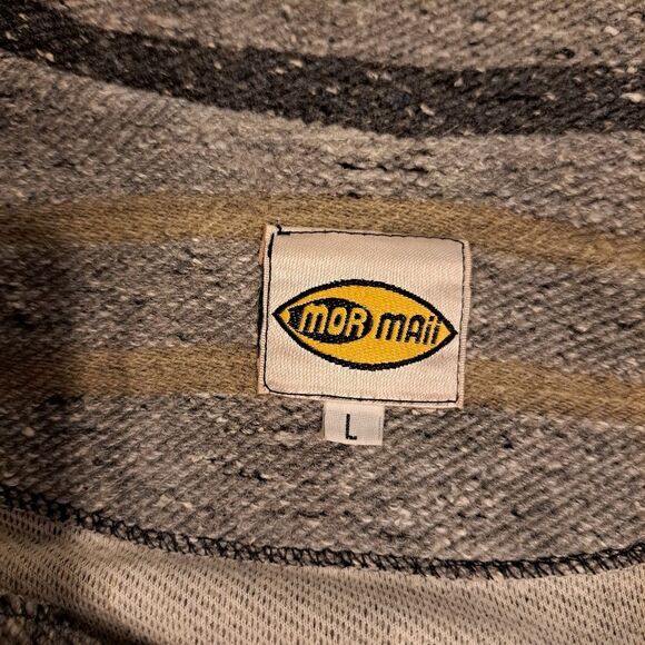 Mormaii Wetsuits vintage full zip shirt jacket shacket coat gray stripe unisex L - Picture 2 of 10